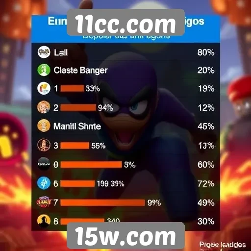 Estatísticas de popularidade dos jogos em 11cc.com